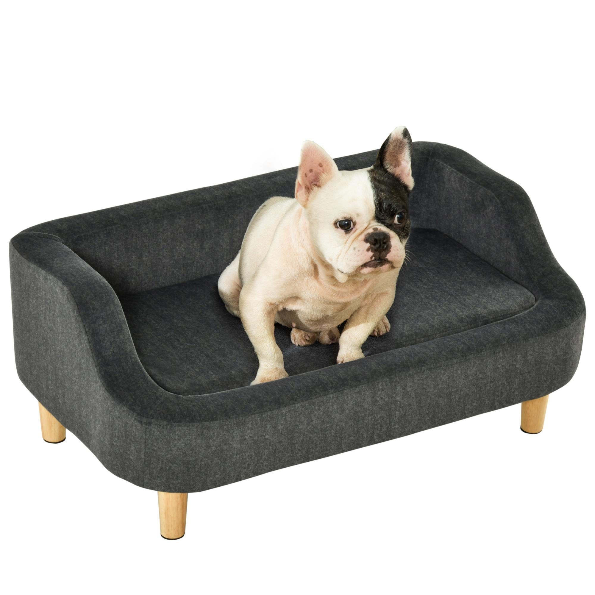 PawHut Sofá para Animais de Estimação Estofado em Veludo Sofá Cama para Cães e Gatos Médios e