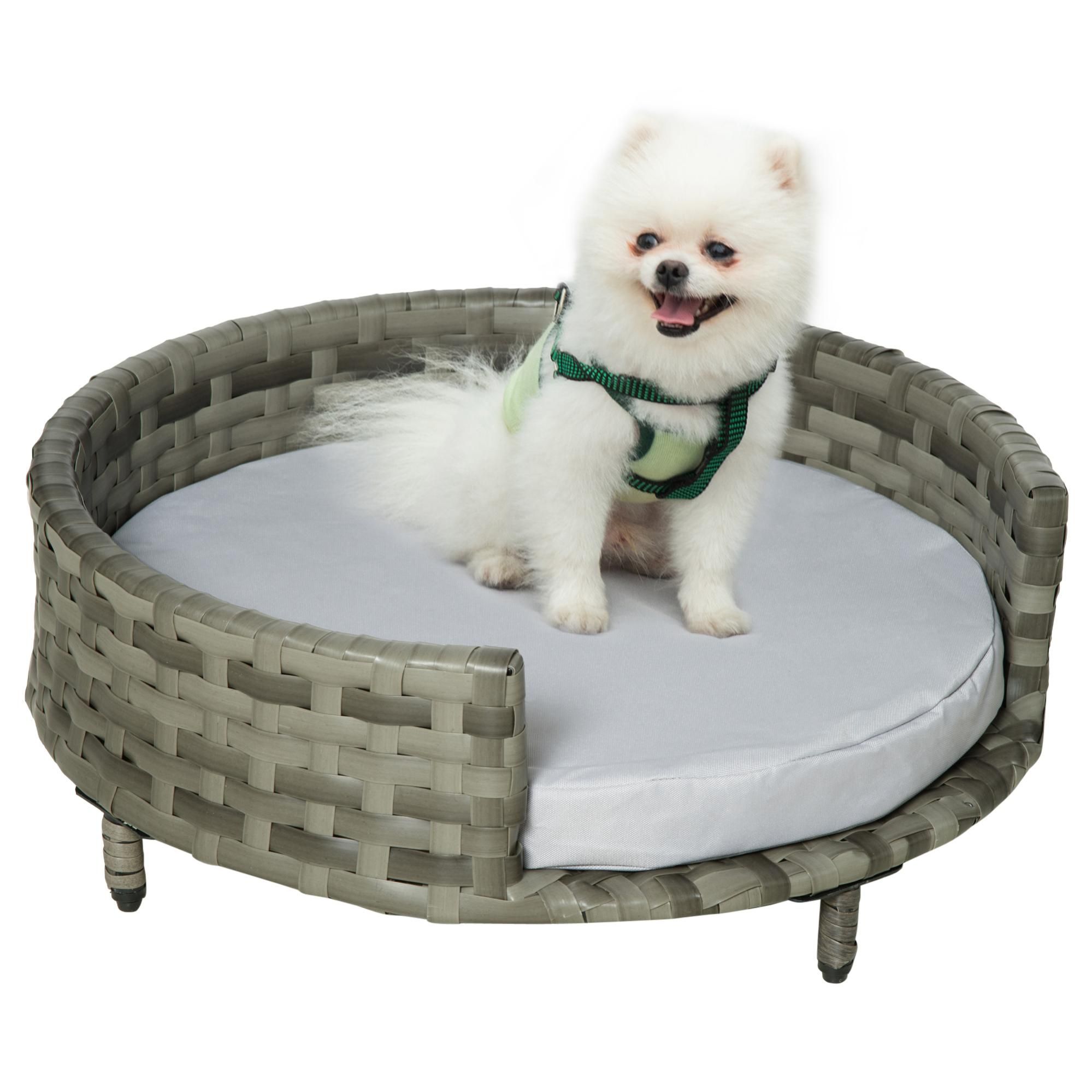 Sof cama para perros de rat n con coj n suave PawHut 60x60x20cm