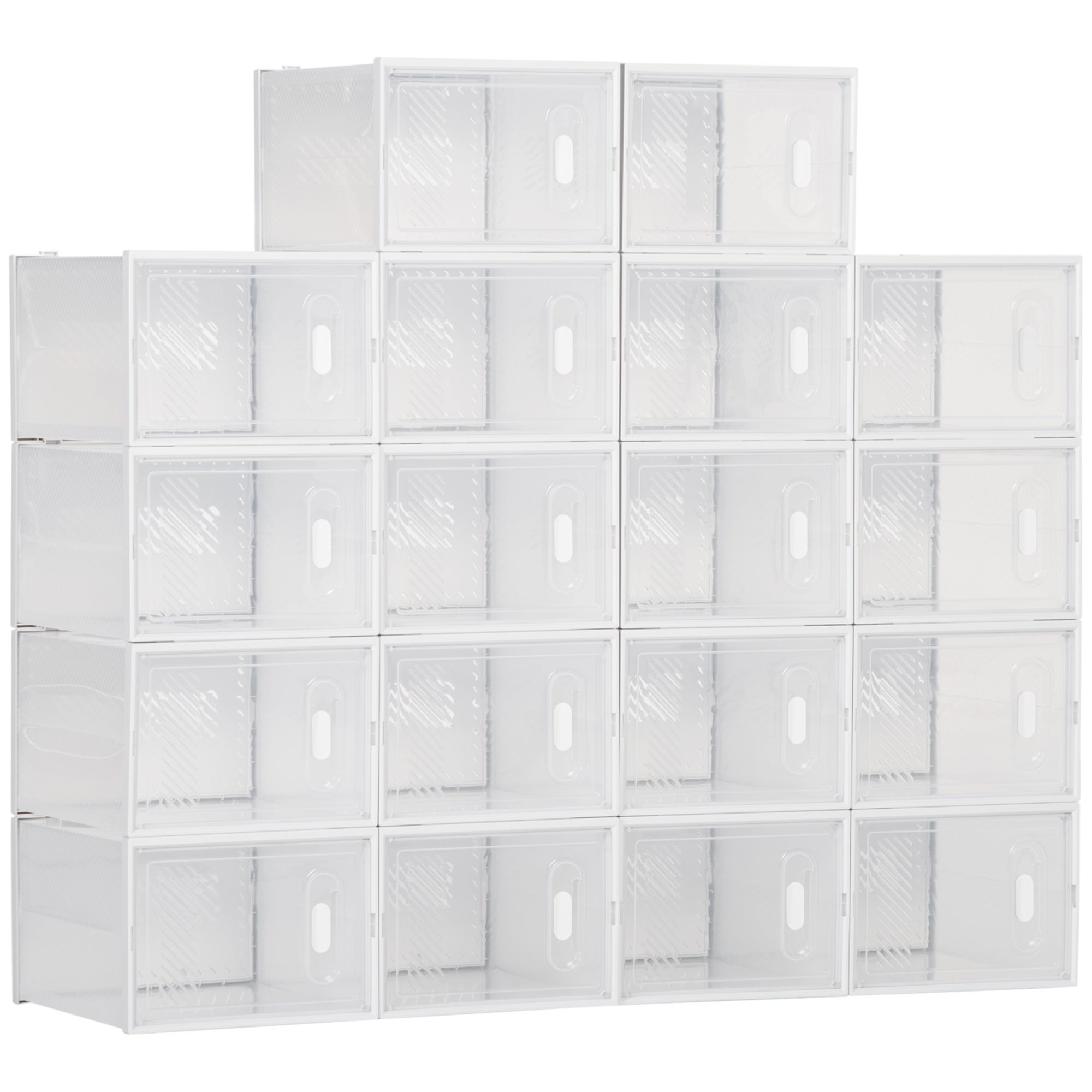 Juego de 12 cajas de plástico transparentes apilables para zapatos/almacenamiento  con puerta y ventilación 36x28x21cm