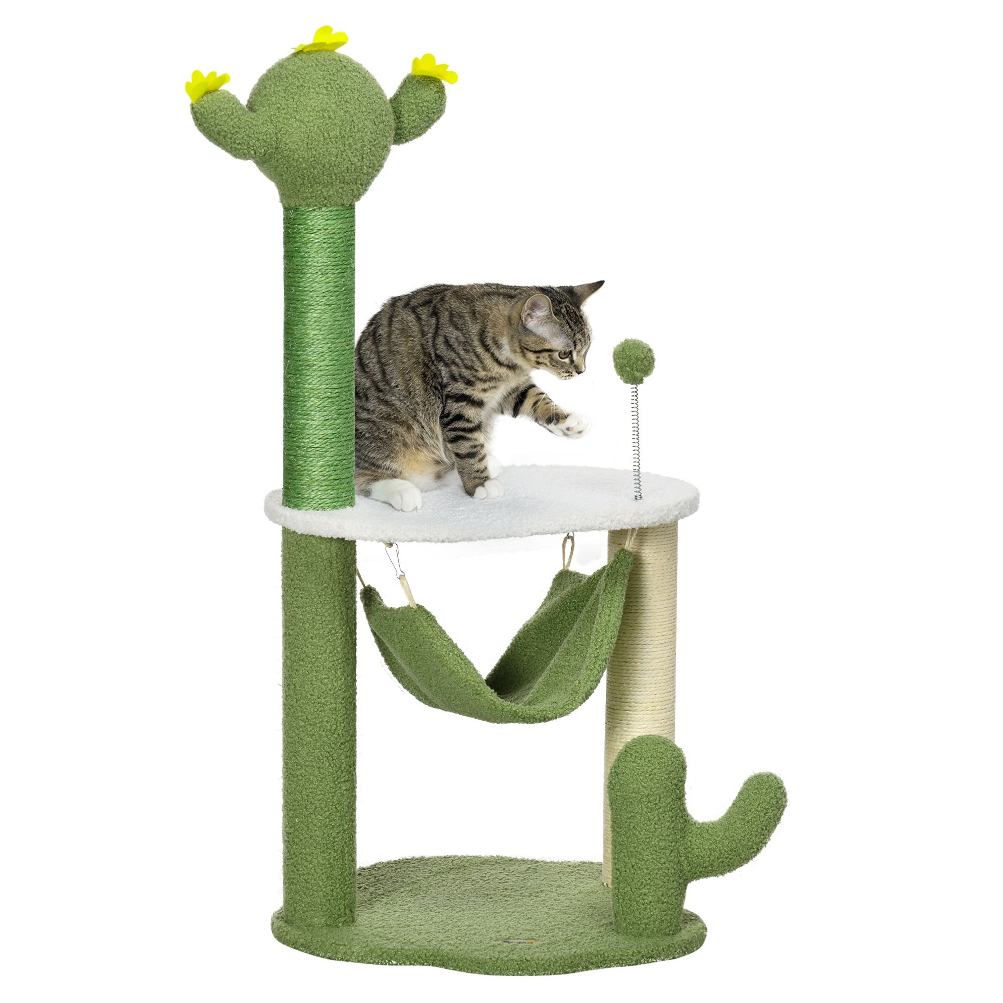 rbol rascador de cactus para gatos con hamaca PawHut 45x45x90cm