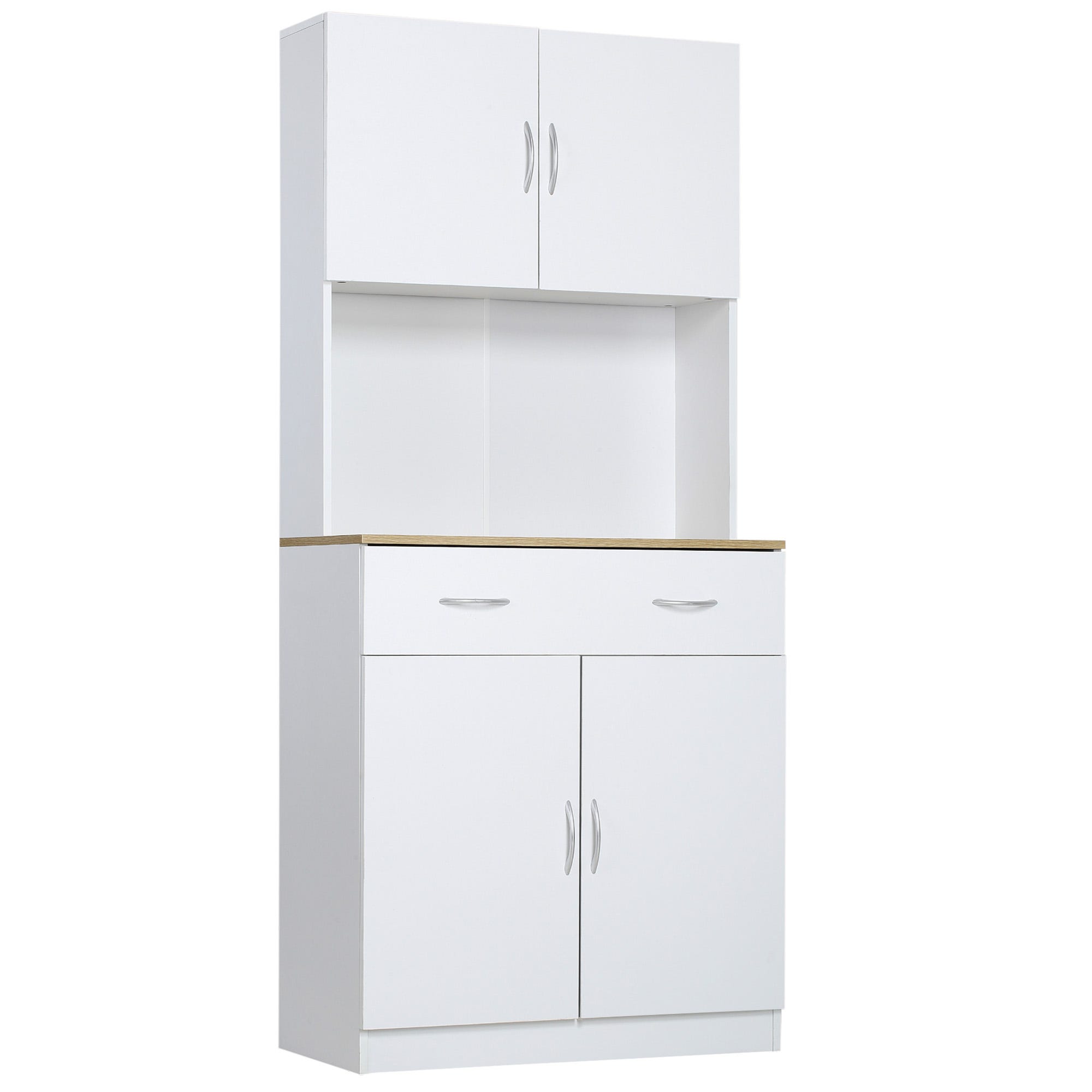 Armario de almacenamiento de cocina con 2 cajones y estantes ajustables,  armarios de despensa para cocina, sala de estar y comedor, requiere montaje