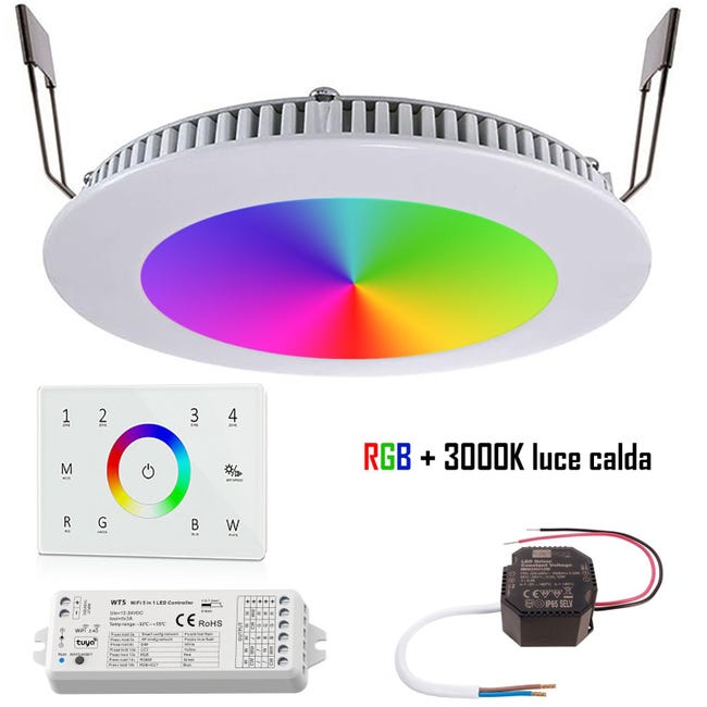 Planetitaly Faretto incasso LED 6W 12V cromoterapia IP65 box doccia bagno turco lampada GU5.3 RGB 3000K 6000K telecomando IR (Colore Silver Cromato, Luce RGBW+3000K Planetitaly Faretto incasso LED 6W 12V cromoterapia IP65 box doccia bagno turco lampada GU5.3 RGB 3000K 6000K telecomando IR (Colore Silver Cromato, Luce RGBW+3000K