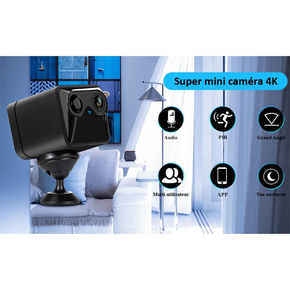 Mini Caméra de Surveillance Portable Sans Fil 4K Full HD WiFi OX