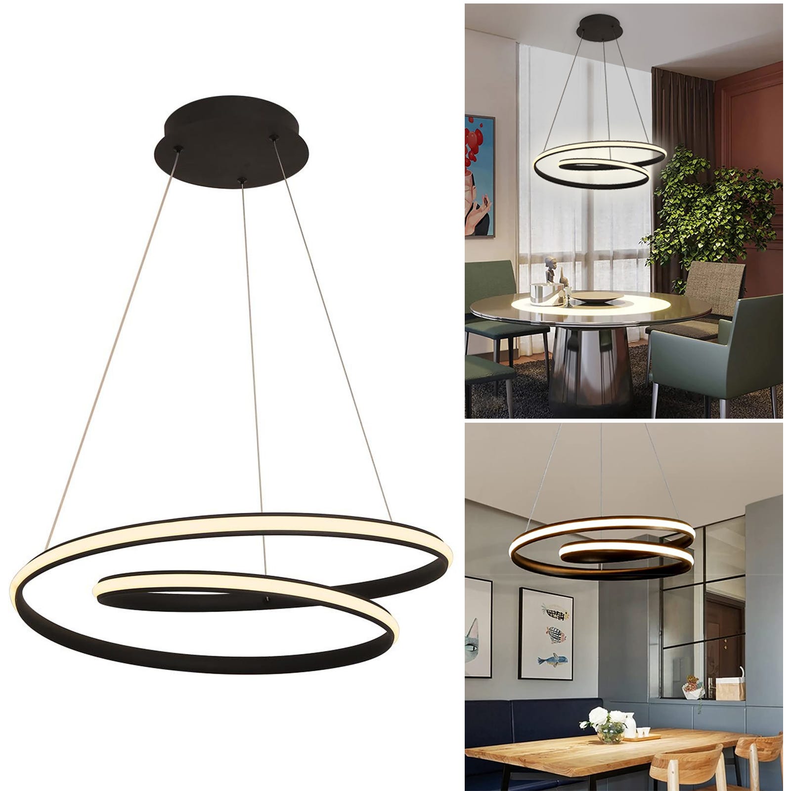FEEL Lampadario pendente LED 43W cerchio nero stilizzato moderno