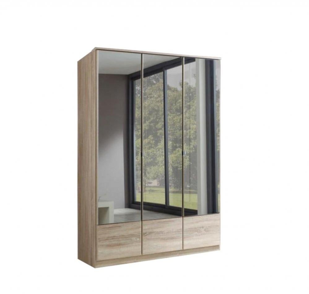 Armoire penderie DINGLE 3 portes miroirs largeur 135 chêne Leroy Merlin