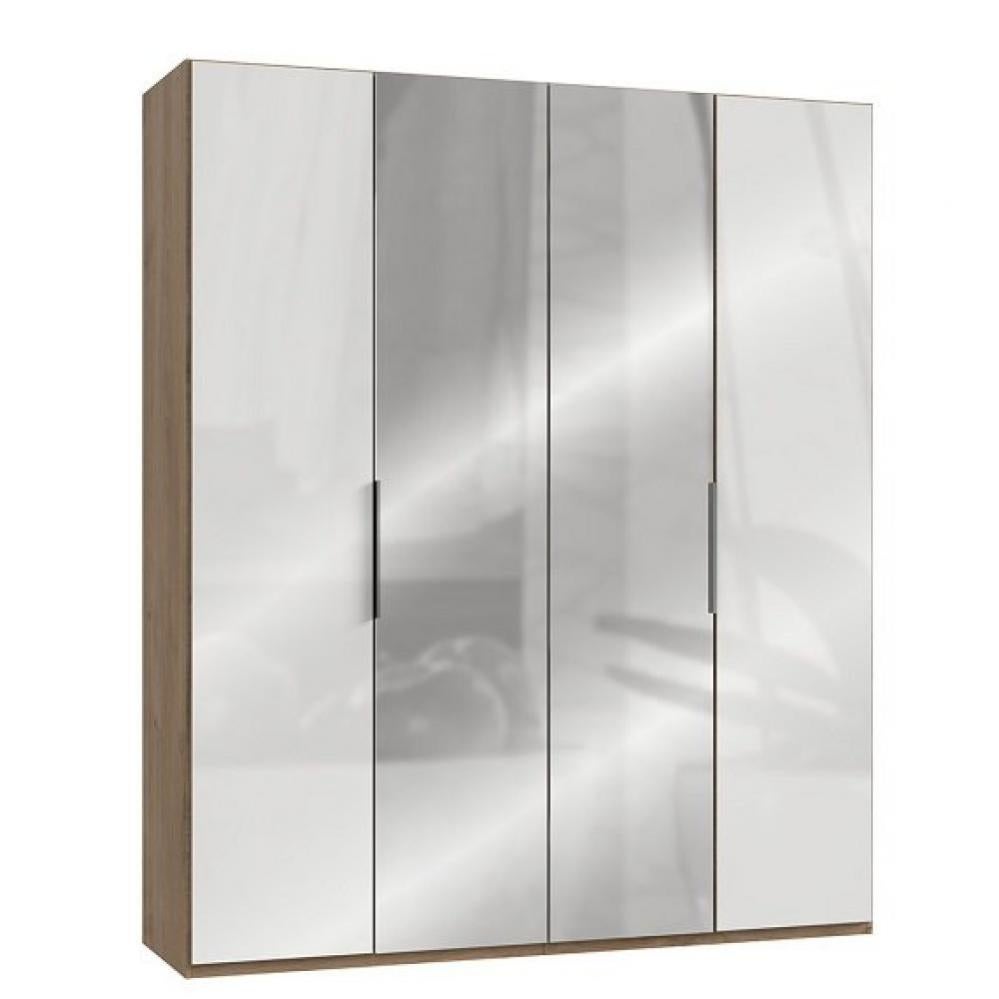 Armoire penderie LISEA 2 portes verre blanc 2 portes miroir 200 x 236
