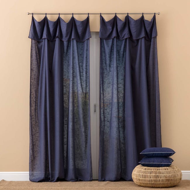 Tenda Moderna Trasparente Con Occhielli – Blu Sfumato 213x160cm – Filtra UV Per Soggiorno E Balcone