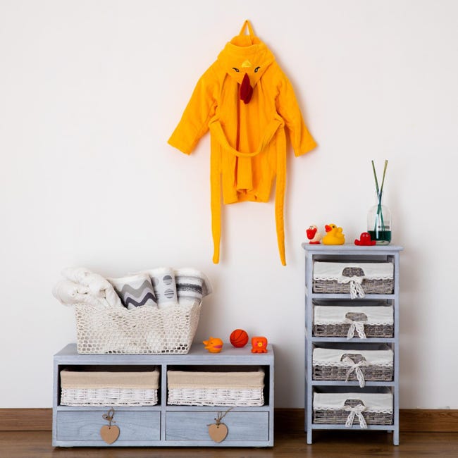 Accappatoio Bambino In Spugna Di Cotone 100% - Morbido, Con Cappuccio E Tasche - Foto 2