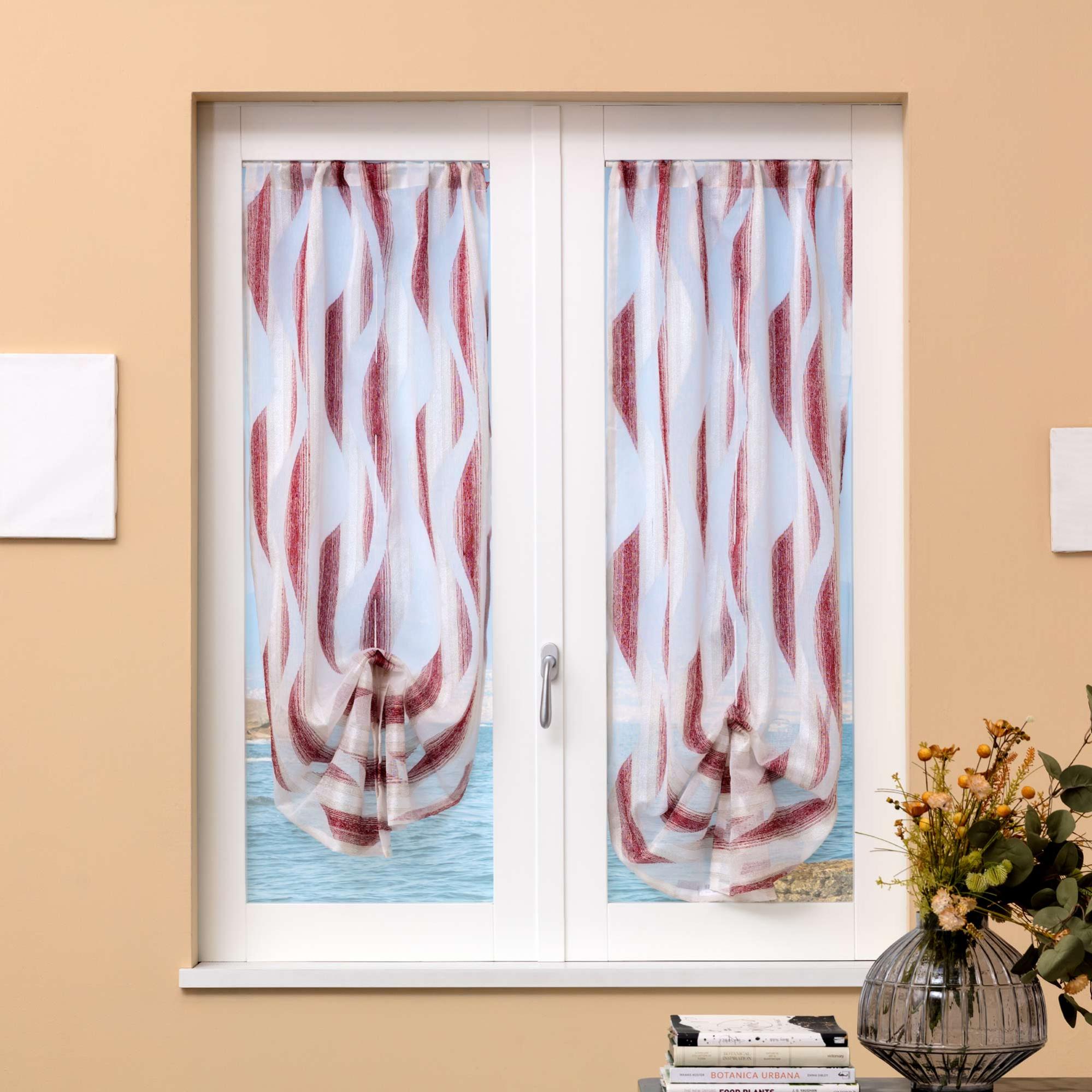Linea Oro Tendina A Vetro Sofi - Bianco Floreale, Coppia 60x150 Cm, Tenda Per Finestre E Porte Finestre