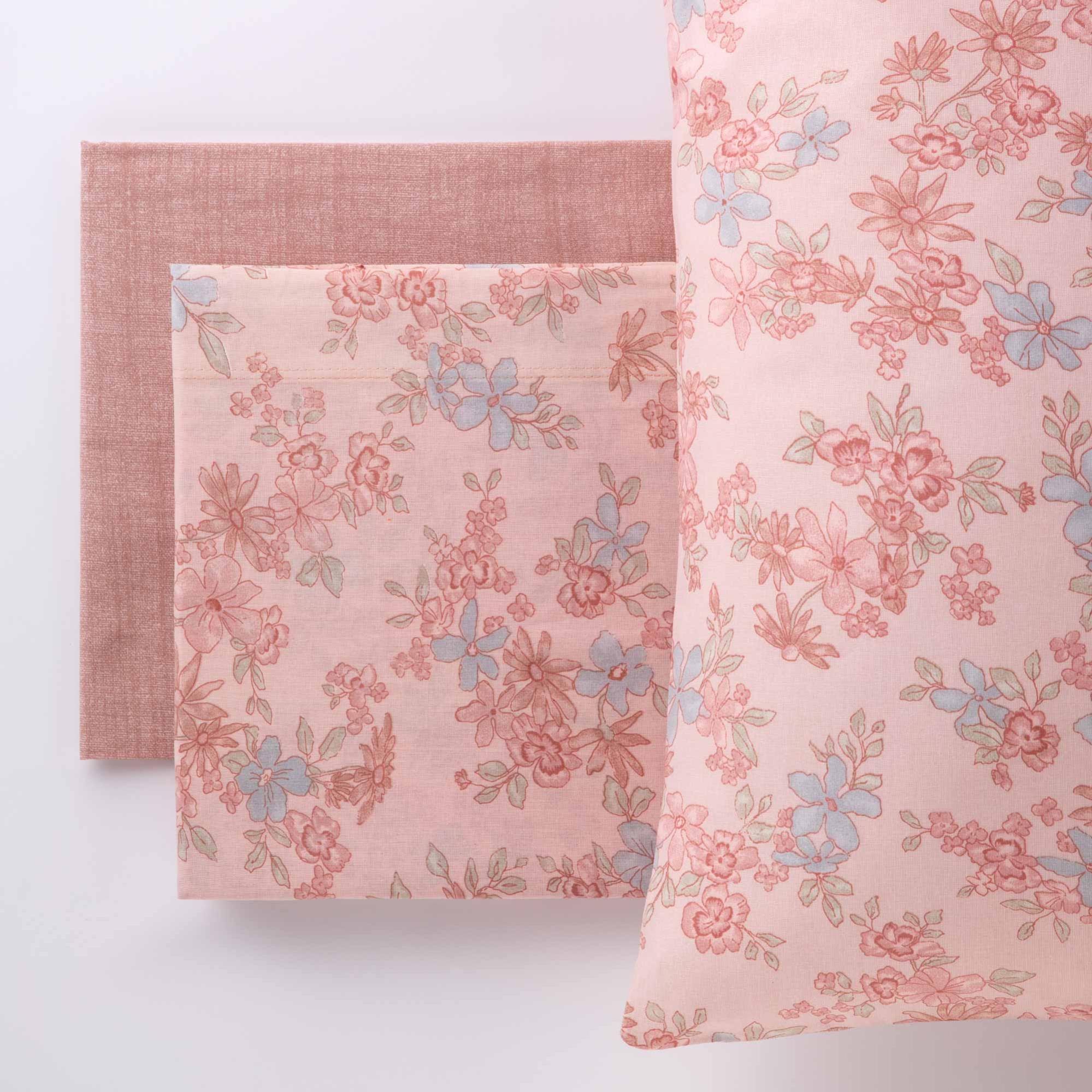 Completo letto matrimoniale in cotone rosa - Rick