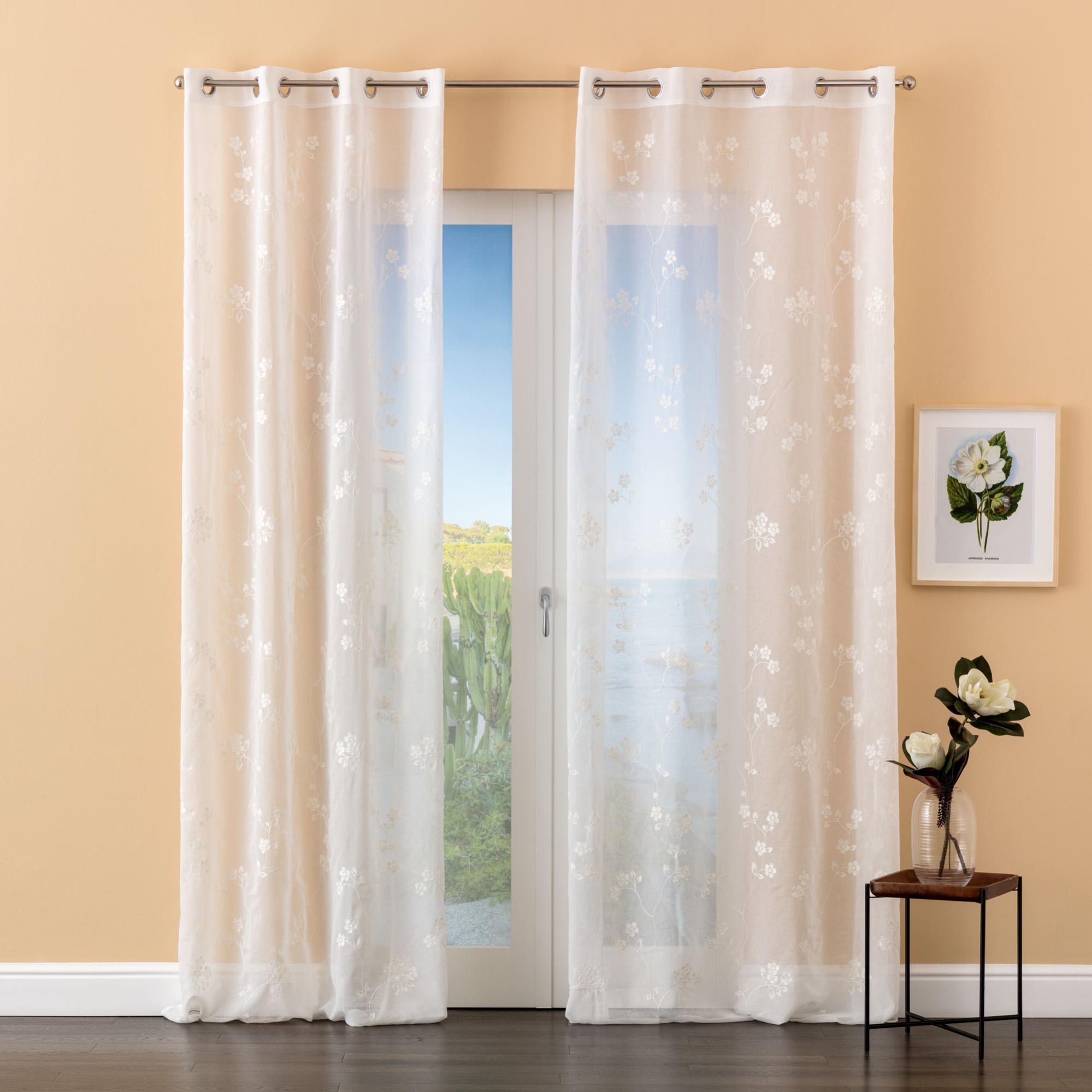 Tenda semi-filtrante Scozzese bianco fettuccia con passanti nascosti 135x280 cm | Leroy Merlin