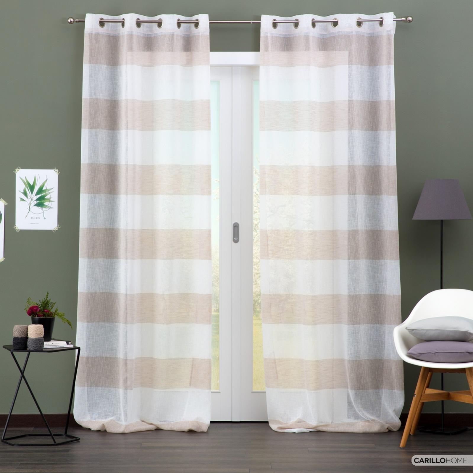 Linea oro Tenda Finestra/Balcone con Occhielli Tenda a Pannello Tende a Vela Trasparente per Soggiorno e Camera da Letto Modello Surat Tortora cm 140x280