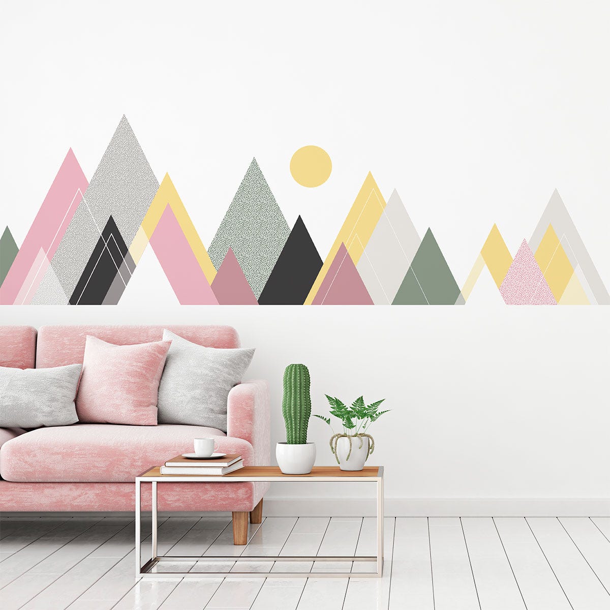 Stickers muraux - Décoration chambre salon - Autocollant Sticker mural  géant montagnes scandinaves HOGGAR - 120x180cm