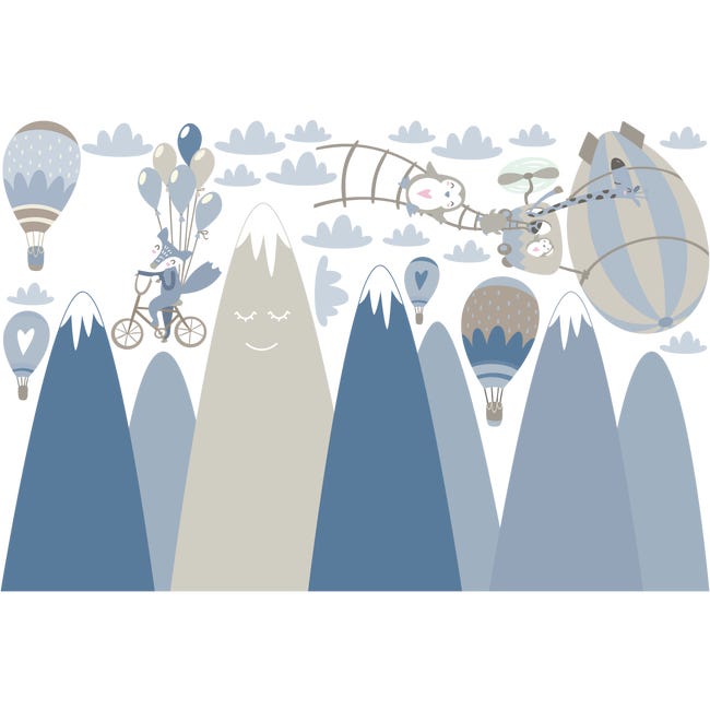 Adesivo bambino di montagna scandinavo animali viaggiare - Sticker