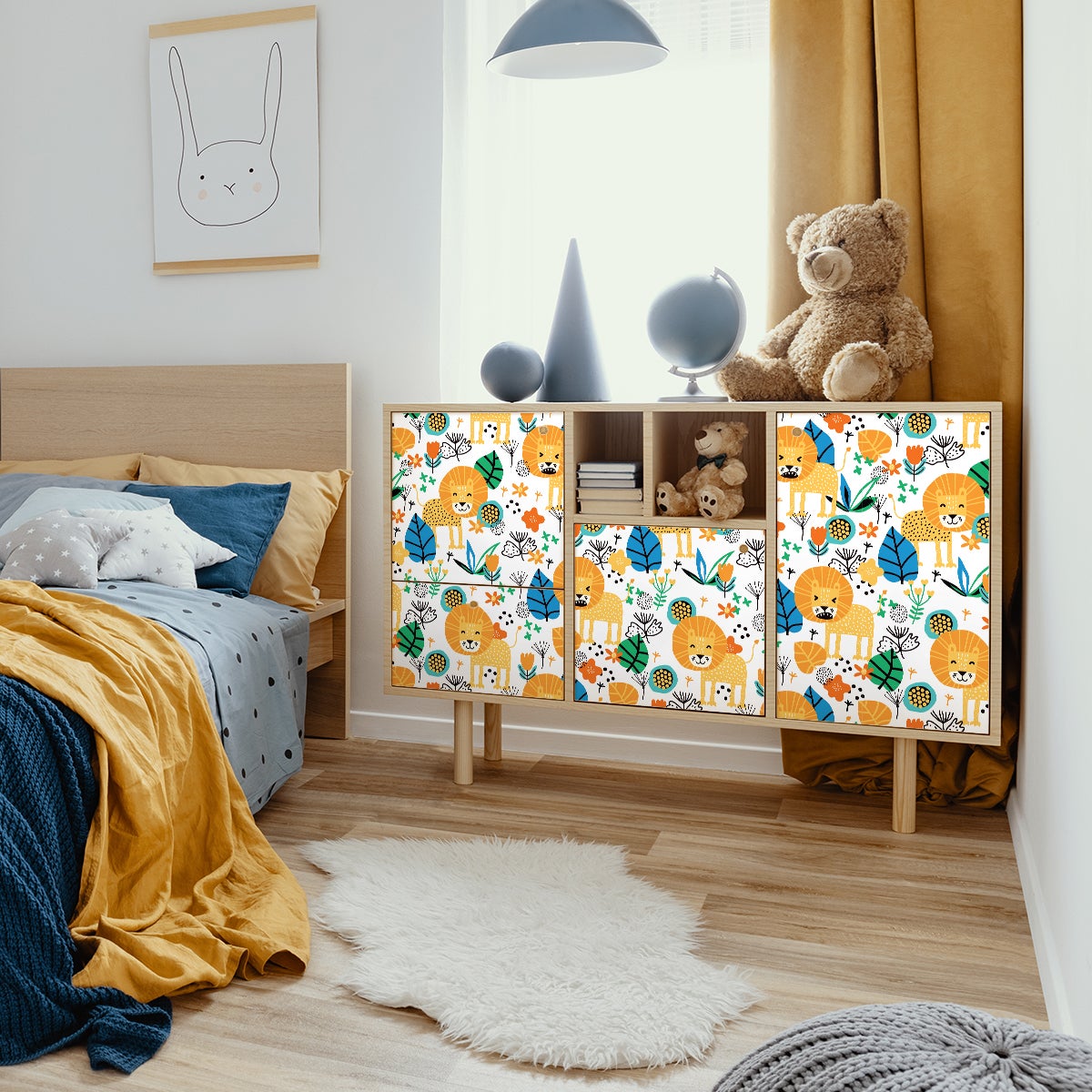 Adesivo per mobili per bambini il re leone della giungla - Sticker adesivo  - adesivi murali - 60x90cm