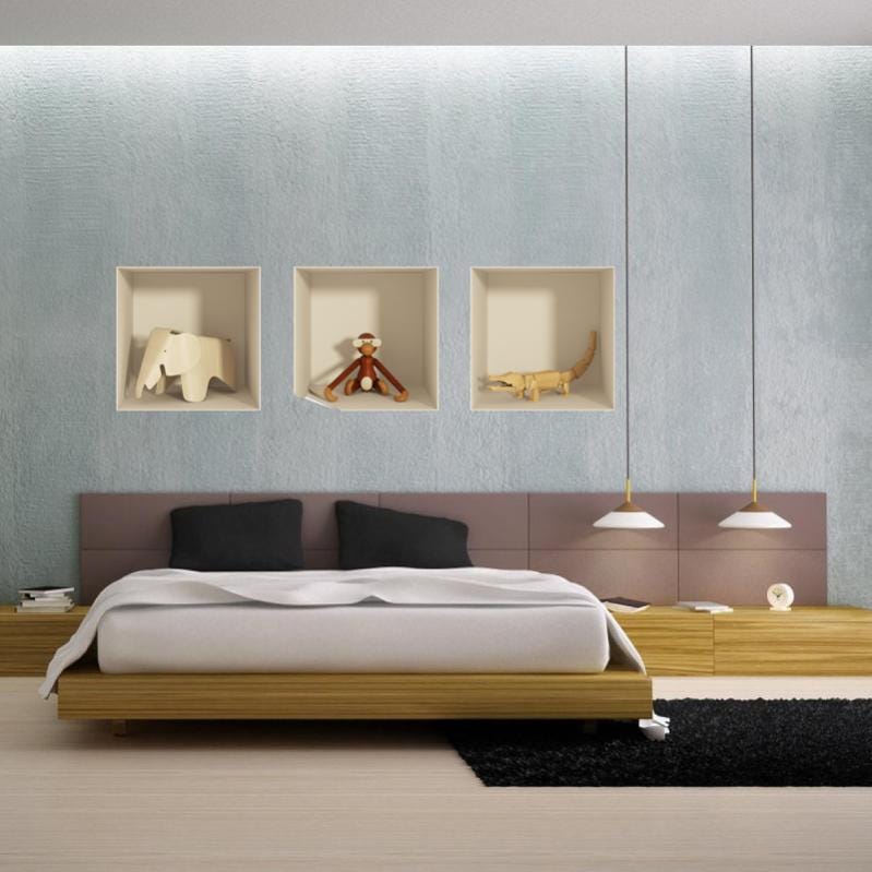 Adesivi Murali 3D Ciglia In Legno - Decorazione Divertente Per Camera Bambini E Pareti - Foto 4