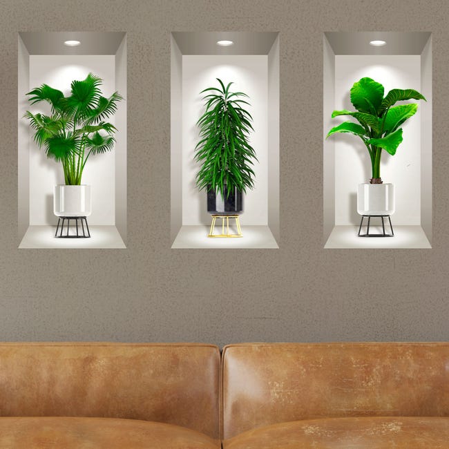 Sticker 3D plantes dans son jolis vases 60 x 90 cm