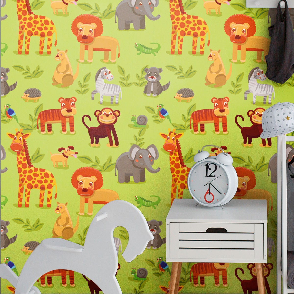 Vinilo tapiz cuarto de niños animales africanos - adhesivo de pared -  revestimiento sticker mural decorativo - 60x60cm