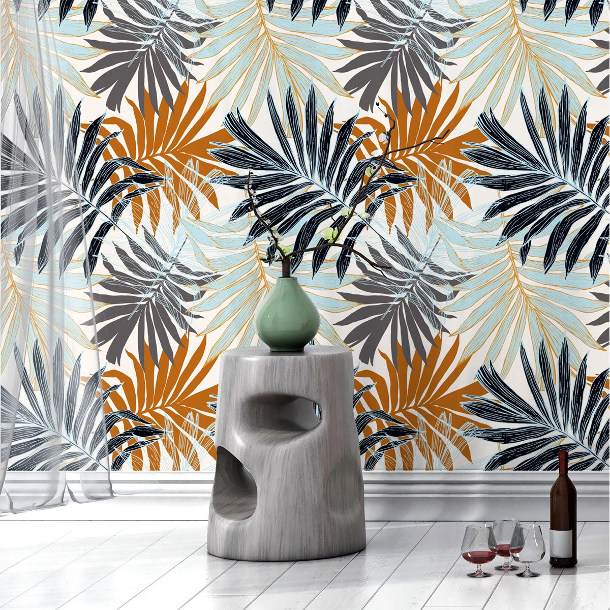 Vinilo papel tapiz tropical Vina del Mar - adhesivo de pared -  revestimiento sticker mural decorativo - 40x40cm