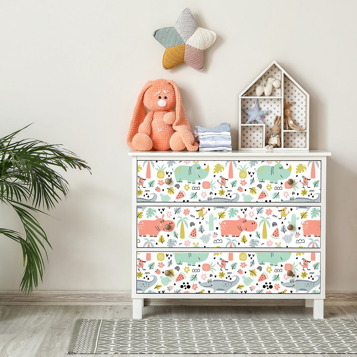Adesivo per mobili con animali sorridenti - Sticker adesivo - adesivi  murali - 60x90cm