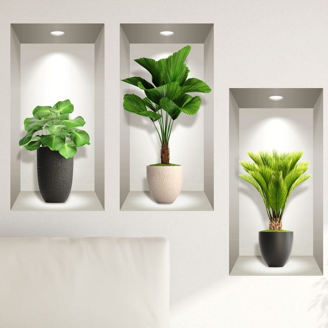 Adesivo effetto 3D piante tropicali - Sticker adesivo - adesivi murali -  60x90cm