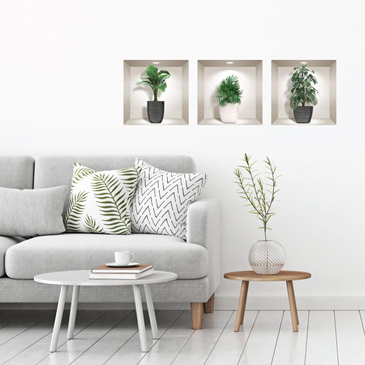 Tanlaby Graz Design - Adesivo per finestra con pianta in vaso, effetto collisione