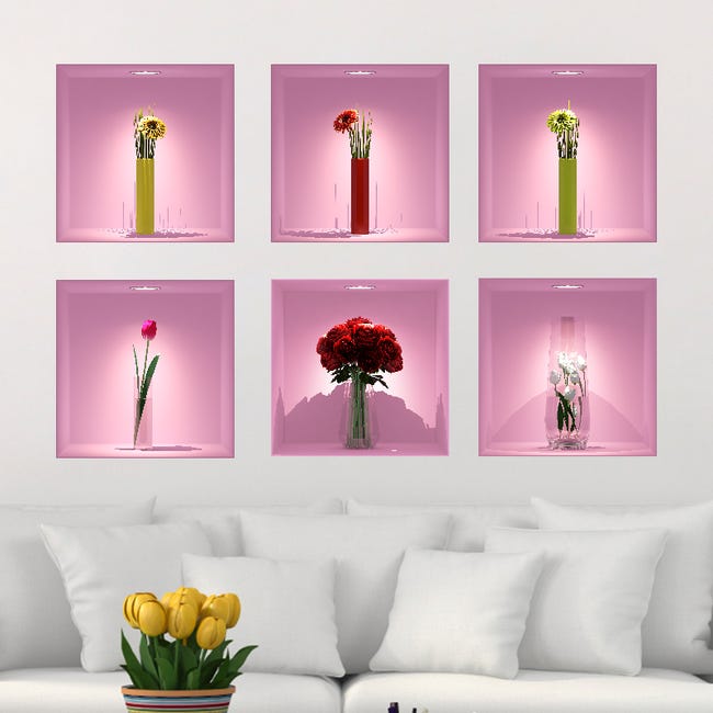 Pegatinas decorativas para pared, color rosa