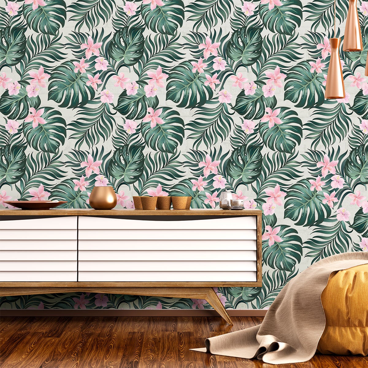 Vinilo papel tapiz tropical Mariel - adhesivo de pared - revestimiento  sticker mural decorativo - 50x50cm