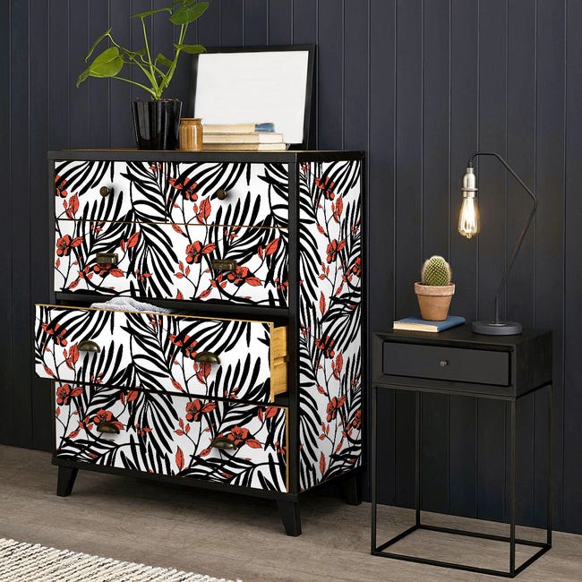 casete Casi a la deriva Vinilo muebles tropical kobea - adhesivo de pared - revestimiento sticker  mural decorativo - 40x60cm | Leroy Merlin