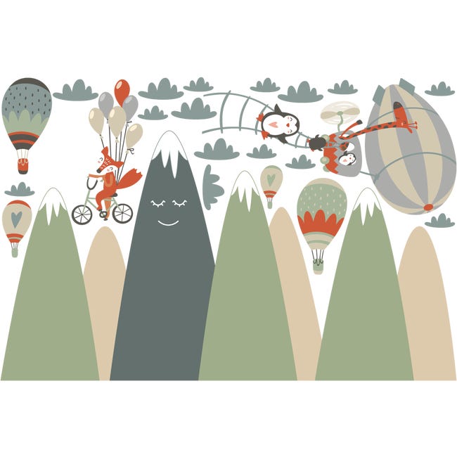 Adesivo bambino di montagna scandinavo acrobati animali - Sticker