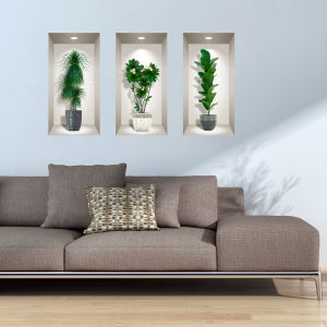 Adesivo 3D piante d'appartamento disegni eleganti - Sticker adesivo - adesivi  murali - 80x120cm