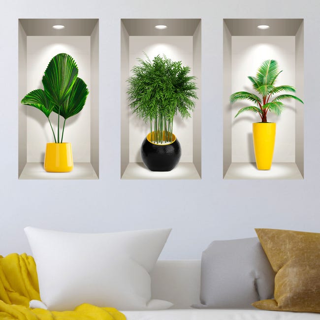 Pegatina de 3D plantas tropicales - adhesivo de pared - revestimiento  sticker mural decorativo - 80x120cm