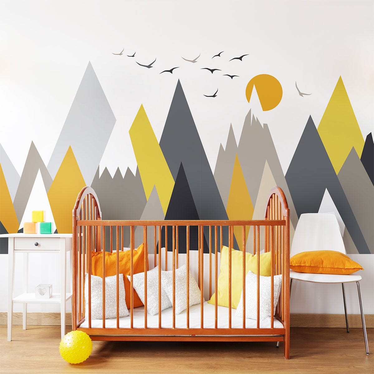 Stickers muraux enfants - Décoration chambre bébé - Autocollant Sticker  mural géant enfant montagnes scandinaves GISKA - 90x135cm