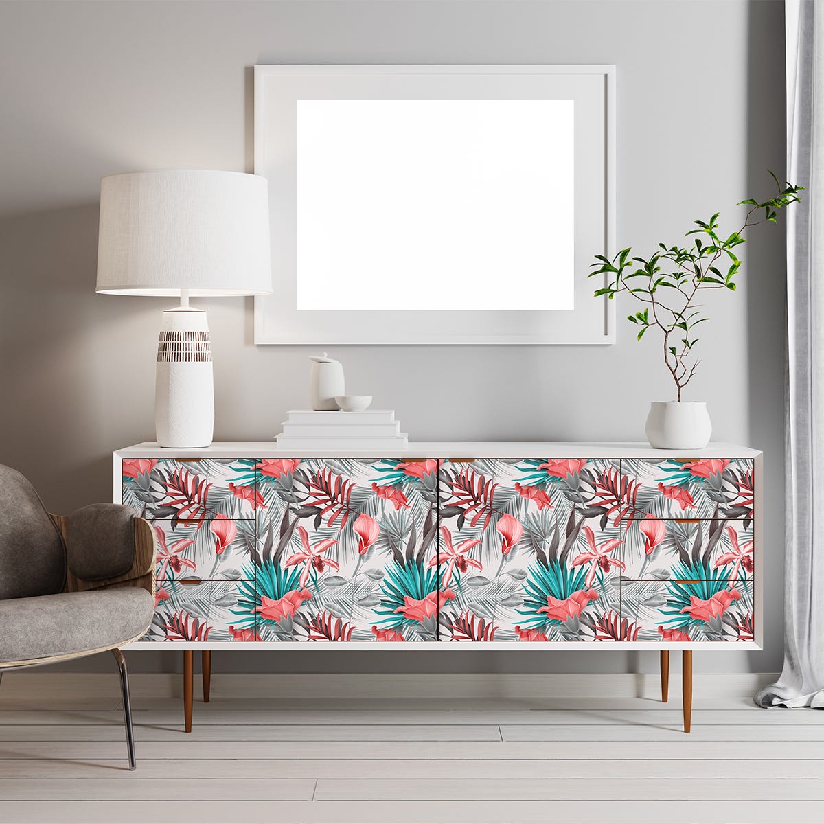 Vinilo muebles tropical machida - adhesivo de pared - revestimiento sticker  mural decorativo - 60x90cm
