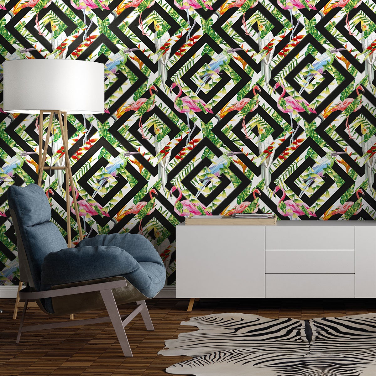 Vinilo papel tapiz tropical jungle - adhesivo de pared - revestimiento  sticker mural decorativo - 60x60cm