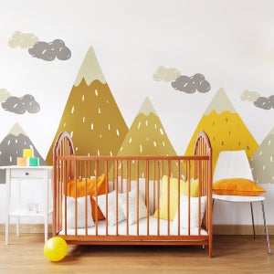 Stickers muraux enfants - Décoration chambre bébé - Autocollant Sticker  mural géant enfant montagnes scandinaves JENIKA - 50x75cm