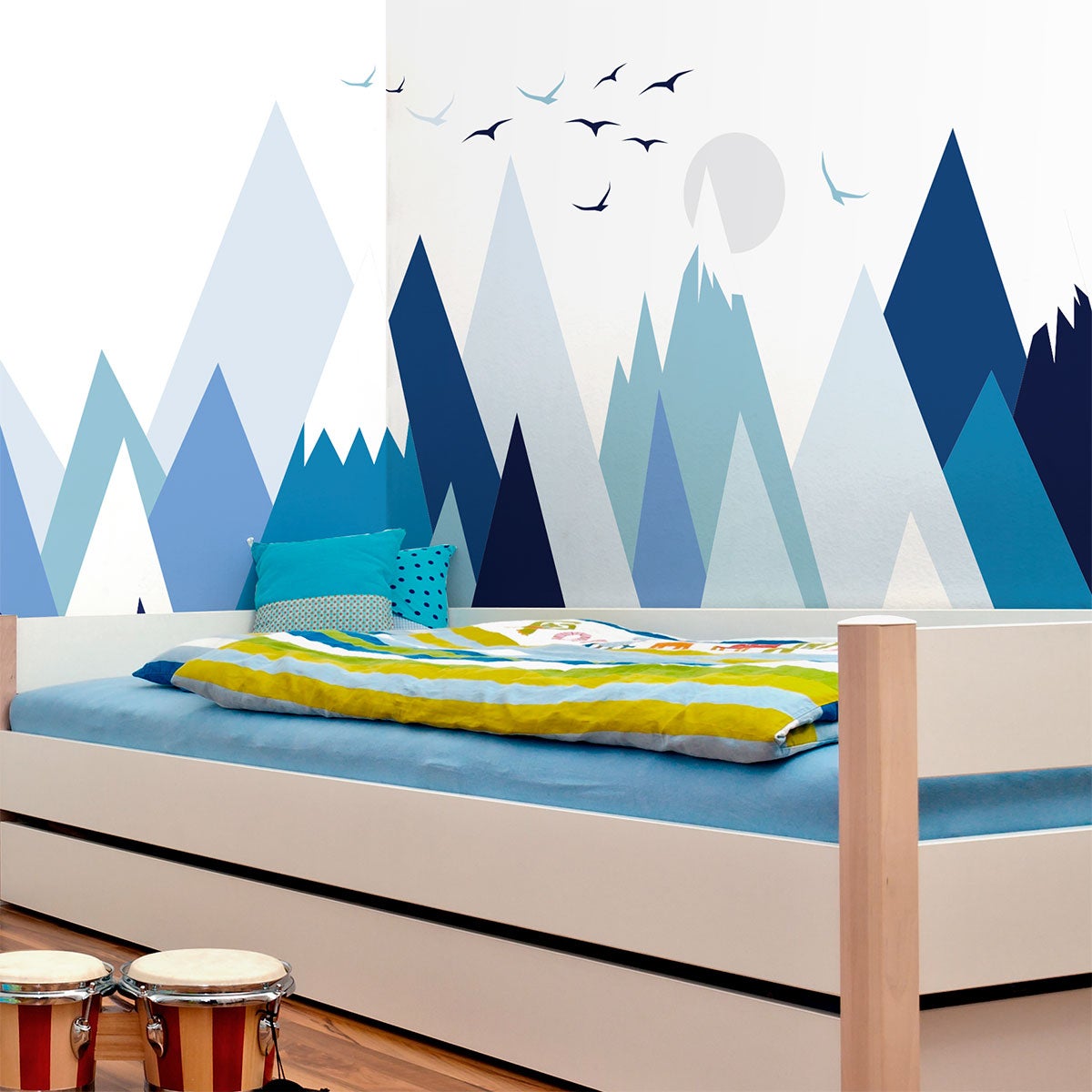 Stickers muraux enfants - Décoration chambre bébé - Autocollant Sticker  mural géant enfant montagnes scandinaves ALIKA - 80x120cm