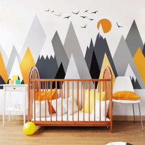 Stickers muraux enfants - Décoration chambre bébé - Autocollant Sticker  mural géant enfant montagnes scandinaves LUNAKA - 50x75cm
