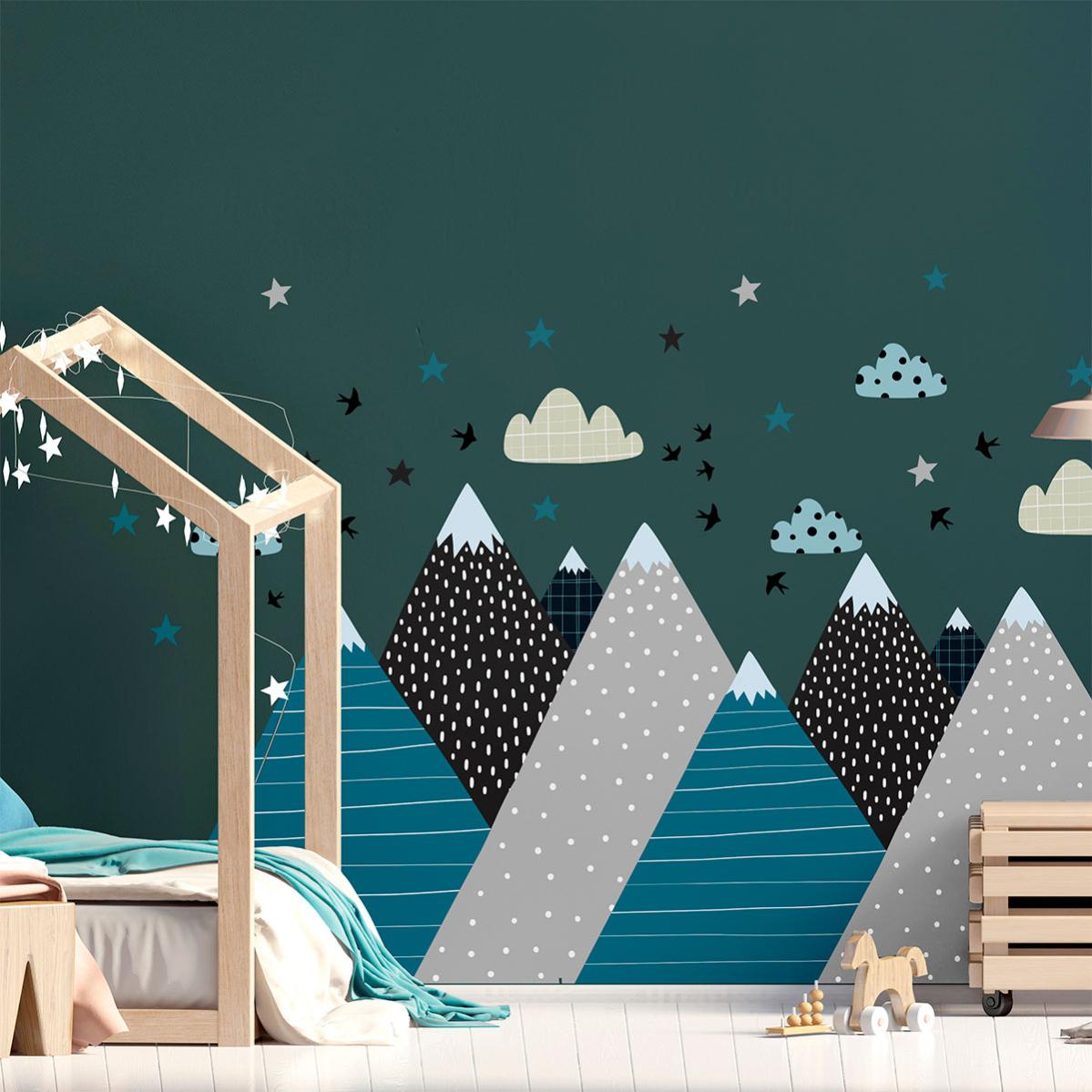 Adesivo Bambino Di Montagna Scandinavo Mongolfiere In Concorso Sticker Adesivo Adesivi Murali 40x60cm 86321811 - Foto 6