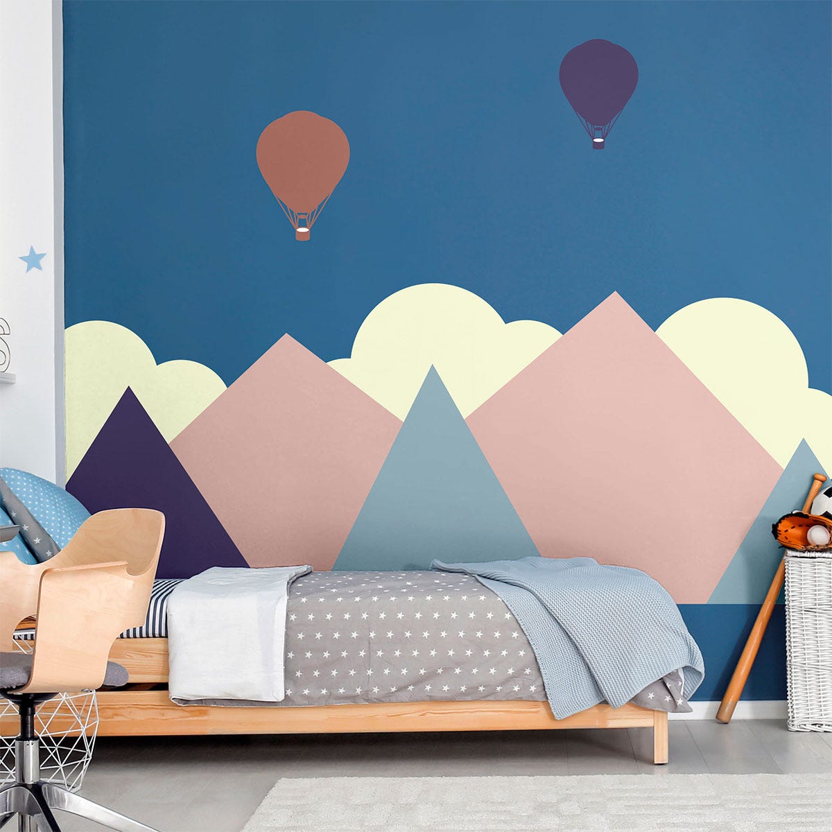 Stickers muraux enfants - Décoration chambre bébé - Autocollant Sticker  mural géant enfant montagnes scandinaves NATKA - 50x75cm