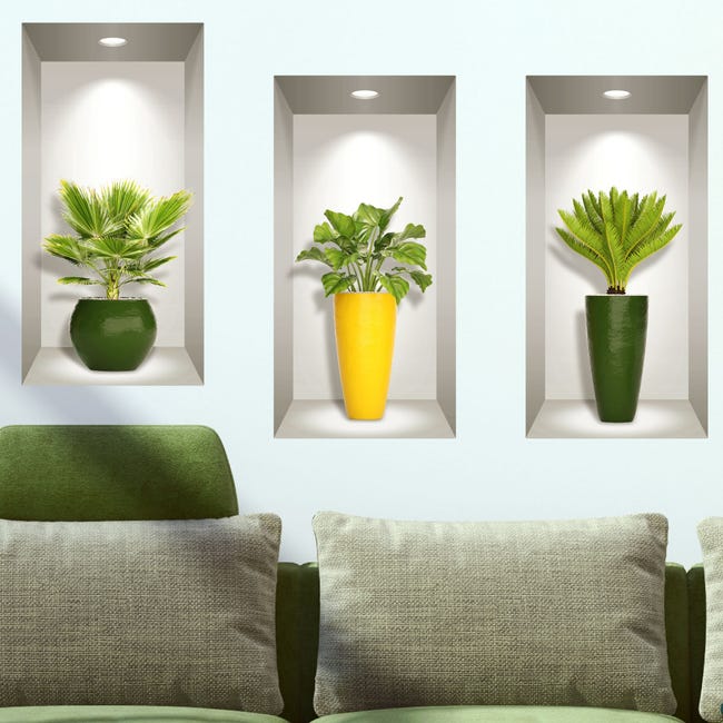 Stickers muraux 3D, Sticker Mural Autocollant effet 3D herbes - Stickers  adhésifs 3D Chambre Salon Trompe l'oeil - 30x90cm