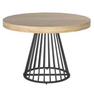 Table à manger ronde plateau décor chêne clair Phénix - Déco-Gem
