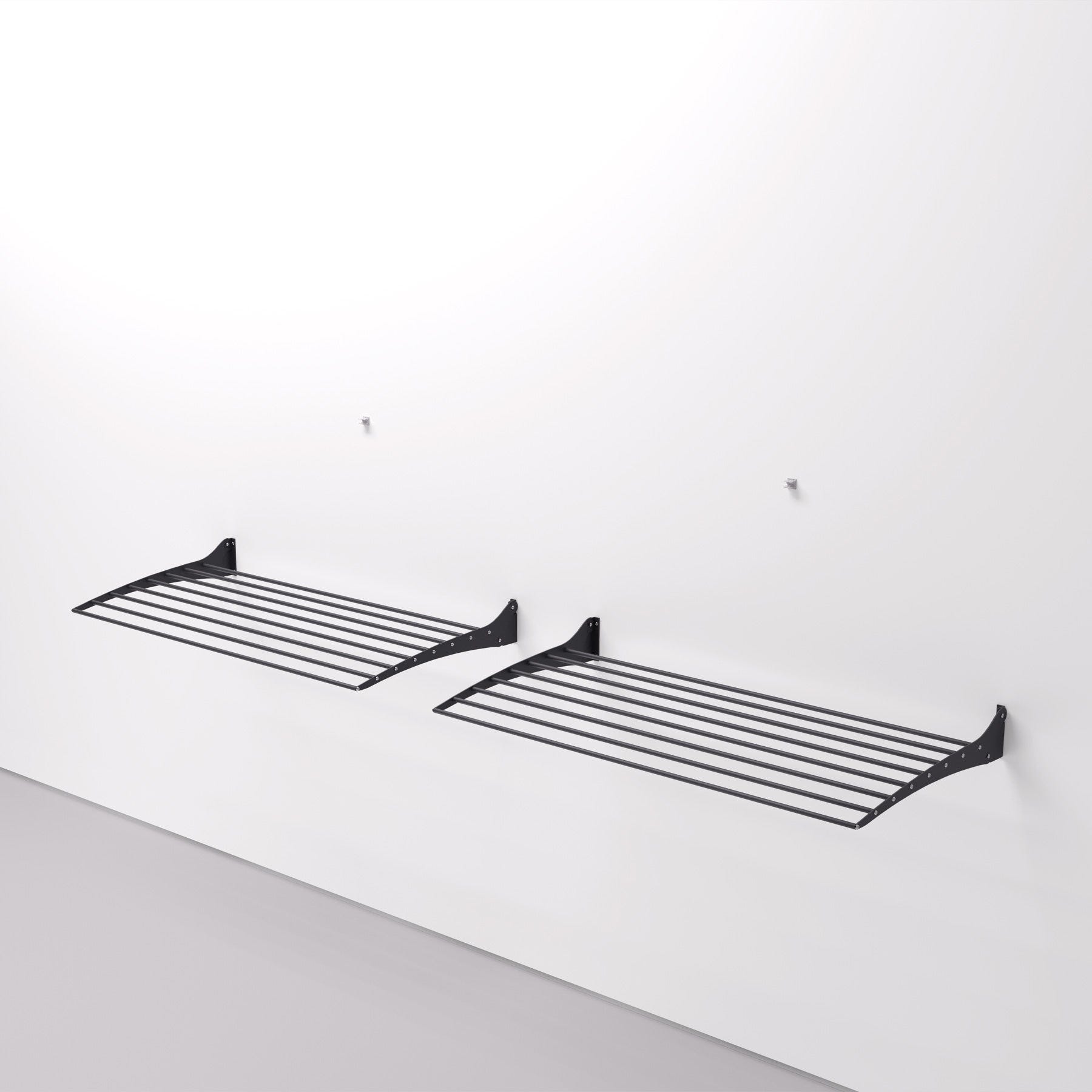 2x Tendedero de pared negro, Tendedero para interior y exterior de aluminio  y acero, Foxydry Fold 60, 60x50x10 cm
