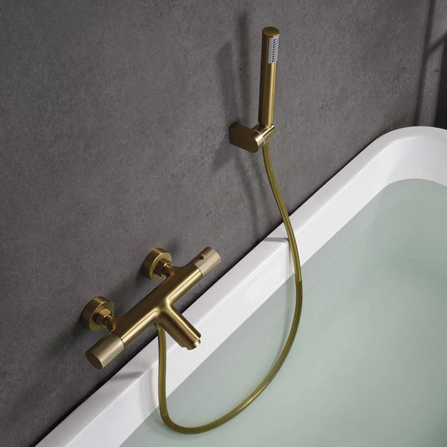 Grifo lavabo caño alto dorado - oro cepillado LINE de IMEX