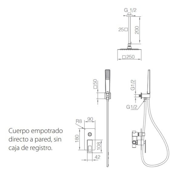 Ensemble de douche encastré estocolmo chrome IMEX Leroy Merlin