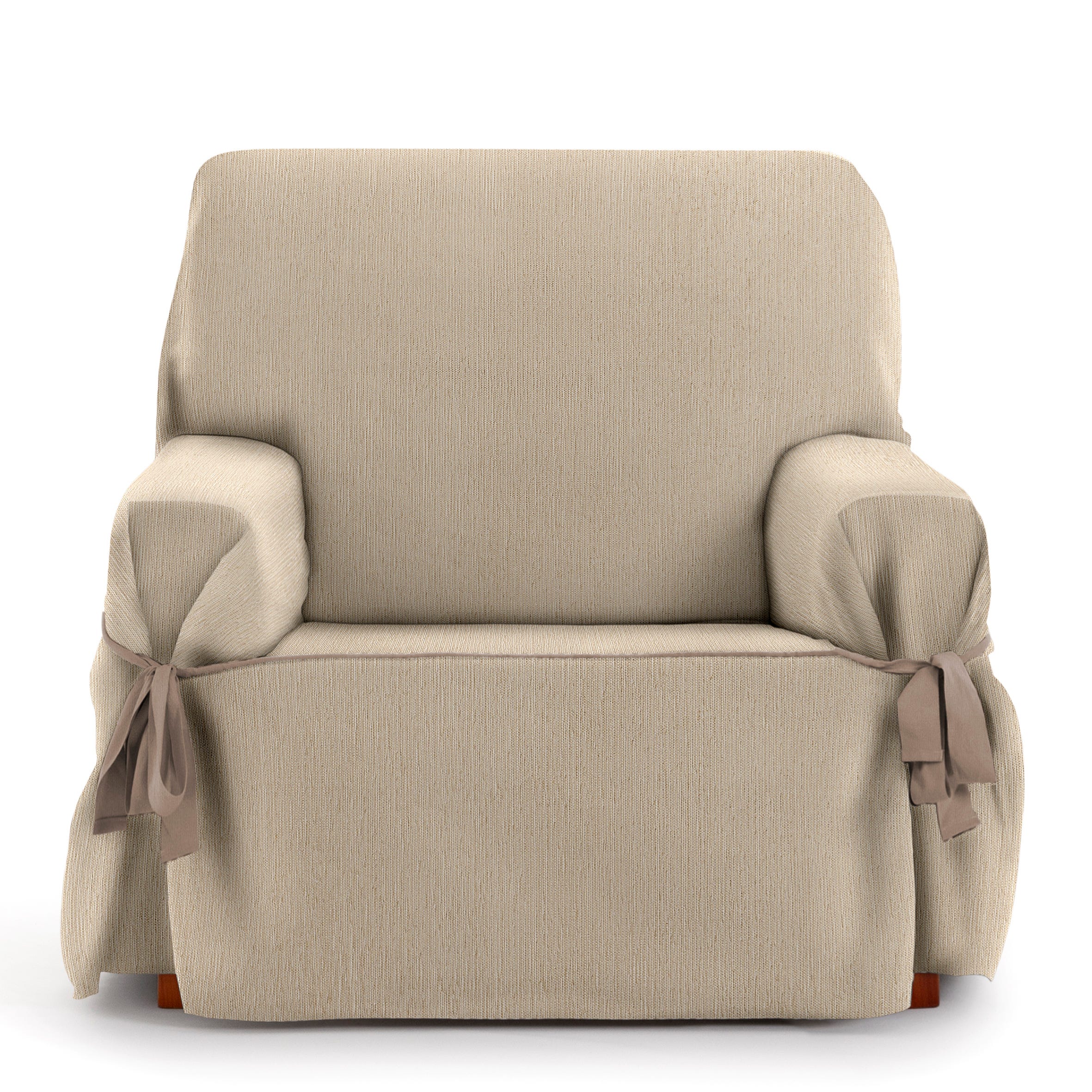 Funda de sillón con lazos beige 80 - 120 cm