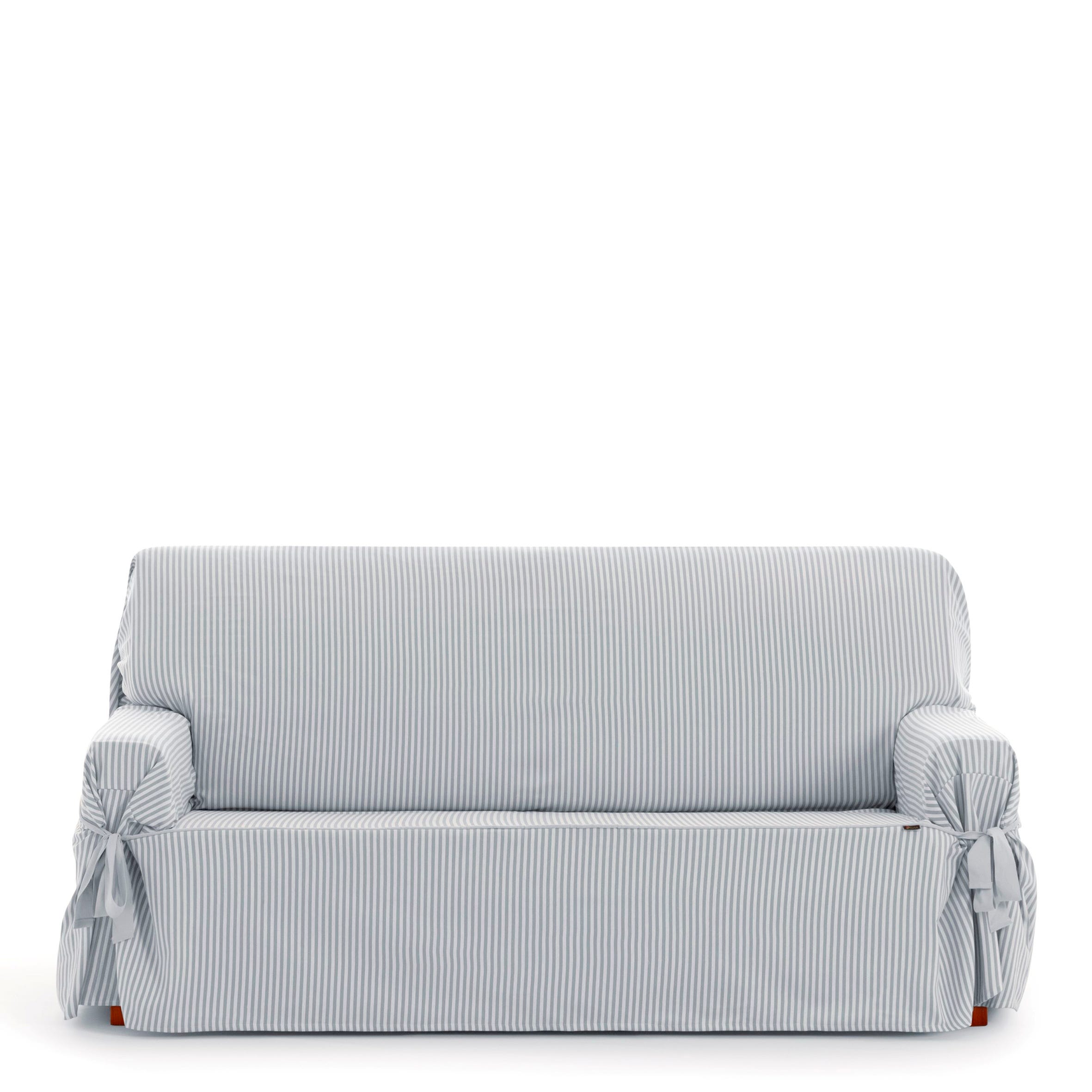 Funda cubre sofá 3 plazas lazos protector liso 180-230 cm gris