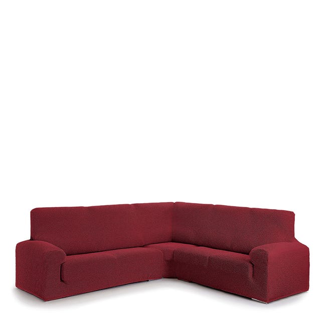 Funda de sofá rinconera 3+2 elástica burdeos 450 cm | Leroy Merlin