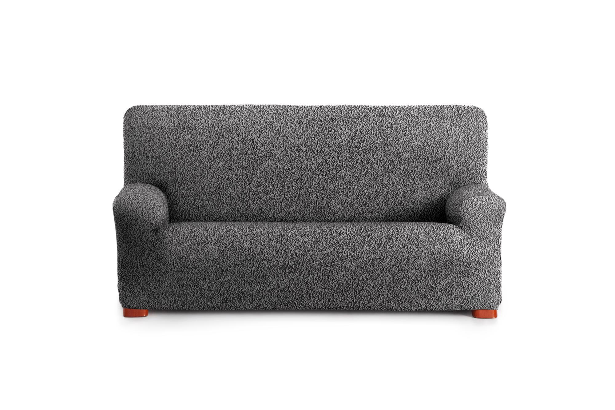 Copridivano Elasticizzato Tata Home 4 Posti - Grigio, Made In Italy, In Cotone E Poliestere, Adattabile Da 170 A 240 Cm