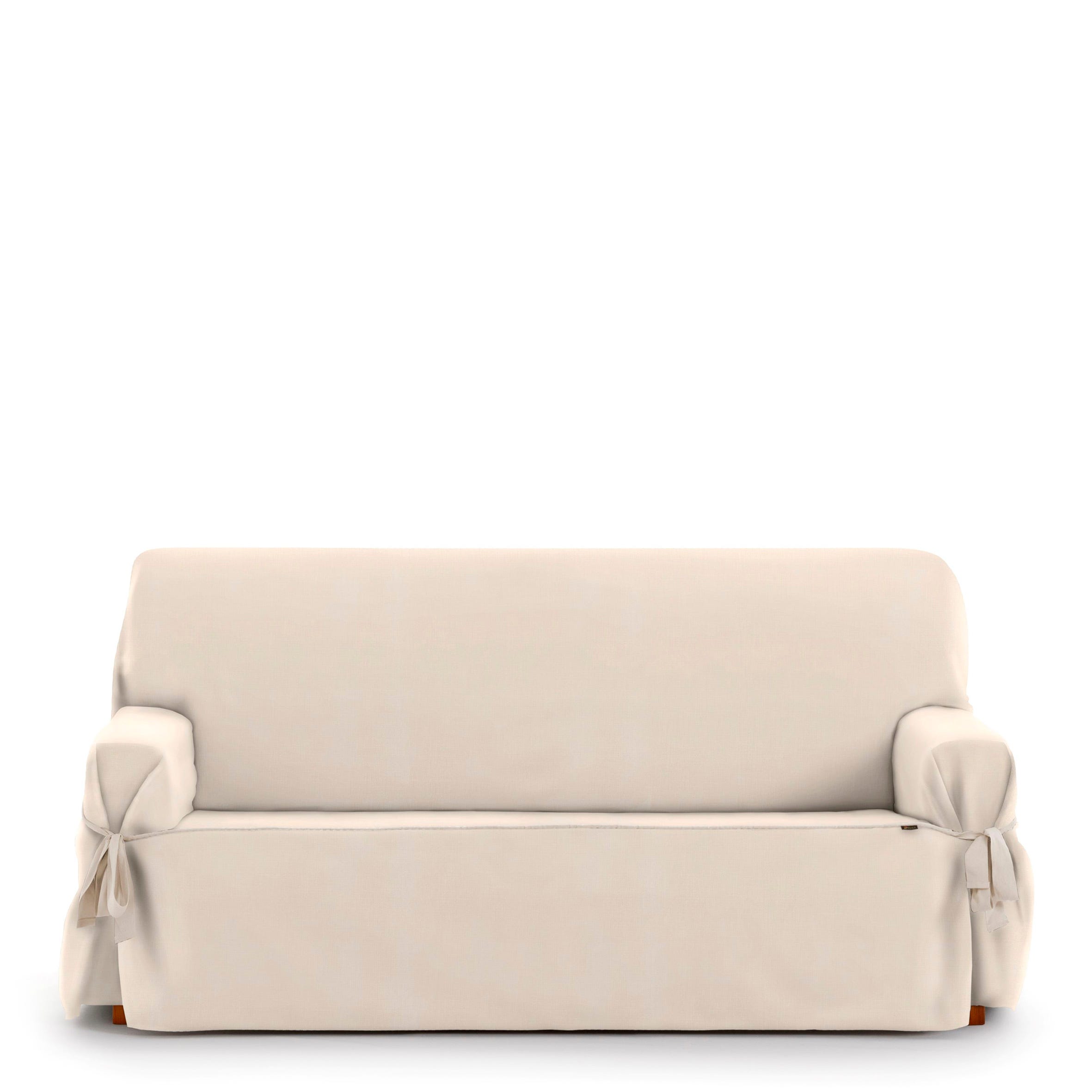 Funda de sofá 2 plazas con lazos taupe 140 - 180 cm